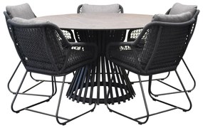 Savona Pasadena dining tuinset 140xH75 cm rond 6 delig aluminium