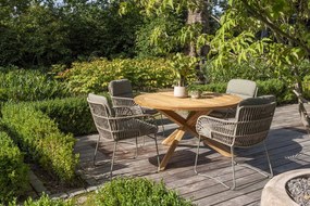 4 Seasons Outdoor Murcia dining set olijfgroen met teak Prado tafel Ø 130 cm      groen weerbestendig