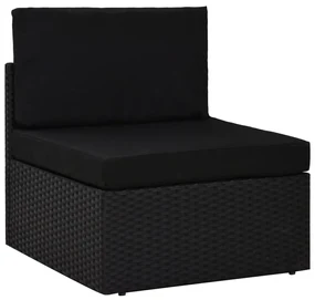 vidaXL 5-delige Loungeset met kussens poly rattan zwart