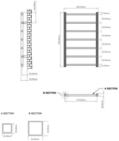 Eastbrook Tuscan Square handdoekradiator 50x80cm 305W wit glans