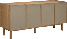 Eiken Dressoir Met Stoffen Deuren 180 Cm - 180x40x60cm.