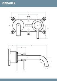 Brauer Stripe inbouw wastafelkraan ColdStart met gebogen uitloop en rozetten model A1 chroom