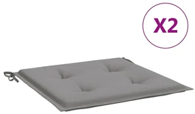 vidaXL Tuinstoelkussens 2 st 50x50x3 cm grijs