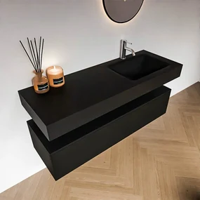 Zaro Alan badmeubel 130cm urban 1 lade met vrijhangende wastafel cloud rechts 1 kraangat urban