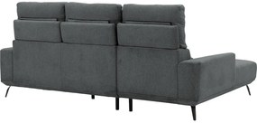 Goossens Excellent Bank Princess antraciet, stof, 2,5-zits, elegant chic met chaise longue links