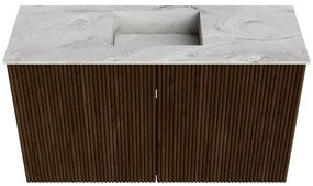 Mondiaz Joya DLux 70cm toiletmeubel walnut met wastafel faye midden 1 kraangat glace