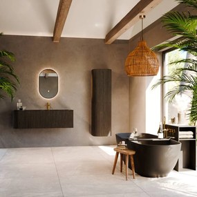 Mondiaz Kurve-dlux 135cm badmeubel ronding links shadow met 1 lade en deur en wastafel big medium kraangat rechts lava