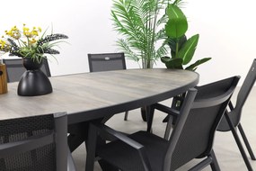 Hartman Napoli/Silva houtlook 240x115 cm. ovale tuinset - stapelbaar - 7-delig