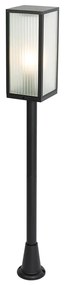 Staande buitenlamp zwart met ribbel glas 100 cm IP44 - Charlois Modern Buitenverlichting