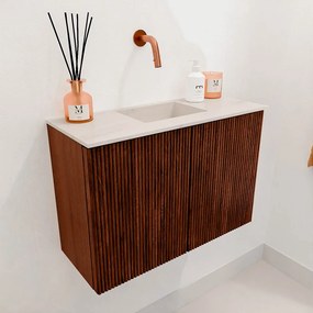 Mondiaz Joya DLux 60cm toiletmeubel ruby met wastafel faye midden zonder kraangat meli