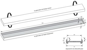 Brauer los multifunctioneel tegelinlegrooster 80cm gunmetal geborsteld PVD