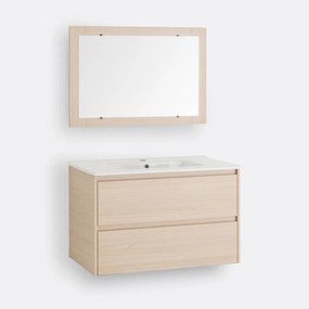 Wandmeubel voor wastafel + spiegel L80 cm, Nirio