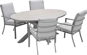 Garden Impressions Senja tuinset 5-delig valley sand - Tulli tuintafel 180x115 cm - light teak vironwood