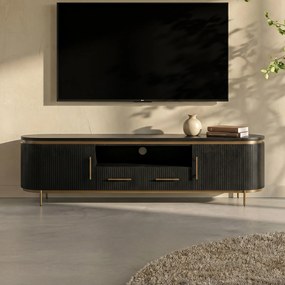 Ovaal Tv-meubel Met Messing 200 Cm - 200x45x55cm.