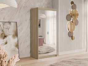 Kledingkast Novduni 114, Sonoma eik, 191x90x53cm, 85 kg, Kledingkast deuren: Met scharnieren