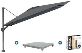 Platinum Challenger zweefparasol Premium T2 2,6x3,5 m - Faded Black met voet en hoes
