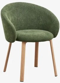 Set Van 2 Gestoffeerde Eetkamerstoelen Nairea Natuurlijk Hout & Chenille Saliegroen - Sklum