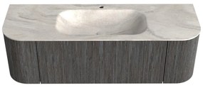 Mondiaz Kurve-dlux 140cm badmeubel ronding links/rechts shadow met 1 lade en 2 deuren en wastafel big small midden 1 kraangat ostra