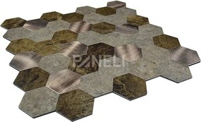 Zelfklevend Mozaiek Hexagon Koper V-Groef - 30.5 cm x 30.5 cm x 0.40 cm | 0.5 kg | Paneli zelfklevende steenstrips