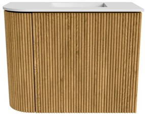 Mondiaz Joya 50cm toiletmeubel ronding links oak met wastafel faye rechts zonder kraangat talc
