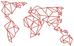 Homemania Wanddecoratie World 100x58 cm staal rood