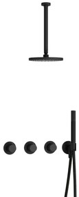Hotbath Cobber IBS70 Regendoucheset inbouw - 30cm plafondarm - 20cm ronde hoofddouche - staafhanddouche - mat zwart IBS70BL3