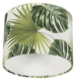 Stoffen Katoenen lampenkap blad dessin rond 20/20/15 - Leaf Modern