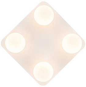 Moderne badkamer plafondlamp wit vierkant 4-lichts - Cederic