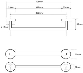 Sapho X-Round handdoekhouder 50cm koper geborsteld