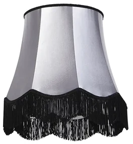 Stoffen Zijden lampenkap zwart met grijs 45 cm - Granny Retro cilinder / rond