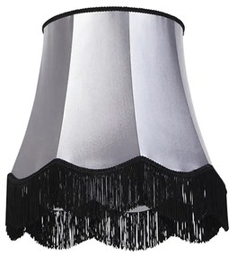 Zijden lampenkap zwart met grijs 45 cm - Granny