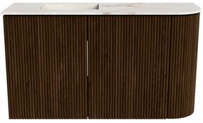 Mondiaz Joya DLux 70cm toiletmeubel ronding rechts walnut met wastafel faye links 1 kraangat frappe