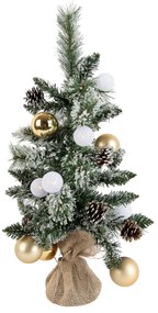 Kerst kerstboom wit met goud 60cm incl. LED met timer - Jack