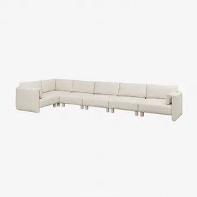 6-delige Modulaire Hoekbank Links In Artemisa Bouclé Stof Crèmebeige Boucléstof - Sklum