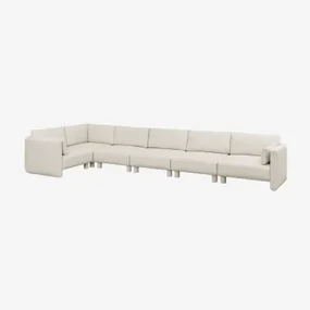 6-delige Modulaire Hoekbank Links In Artemisa Bouclé Stof Crèmebeige Boucléstof - Sklum