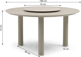 Dining Tuintafel rond 140 cm met lazy susan Zand/Beige Trino