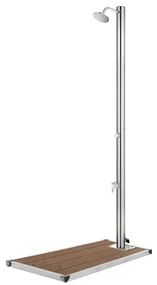 vidaXL Buitendouche met bruine basis 220 cm roestvrij staal