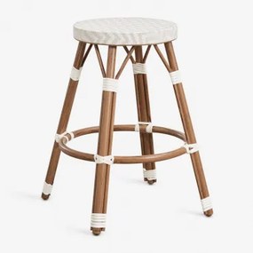 Set Van 2 Hoge Krukken Van Aluminium En Synthetisch Riet Brielle Bistro ↑65 Cm & Naakt Beige - Gardenia Wit - Sklum