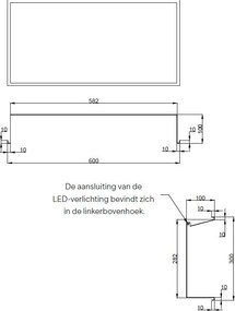 Hotbath &More inbouwnis met verlichting 30x60x10cm geborsteld gunmetal PVD