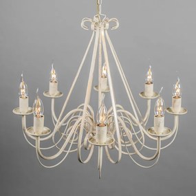 Kroonluchter beige 60 cm met bruine klemkappen - Giuseppe