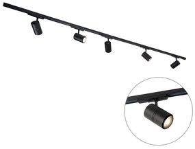 Modern 3-fase railsysteem met 5 Spot / Opbouwspot / Plafondspots zwart incl. LED rechts - 3-Phase Ruler Modern Binnenverlichting Lamp