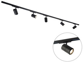 Railsysteem zwart incl. LED dimbaar 5-lichts 3-fase rechts - Ruler 38 Modern Binnenverlichting Lamp