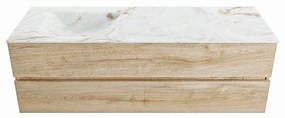 Mondiaz Vica DLux badmeubel 150cm washed oak 2 lades met wastafel frappe links zonder kraangat