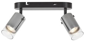 Moderne plafondspot gunmetal 2-lichts draai- en verstelbaar - Drain