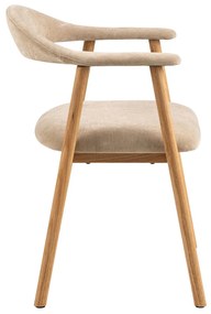 Eiken Eetkamerstoel Beige Chenille