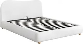 Bed Met Opklapbare Boxspring Winselet Teddystof Ivoorwit & 135 X 190 Cm - Sklum