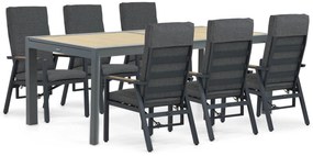Tuinset 6 personen 214 cm Aluminium/teak Grijs Lifestyle Garden Furniture Marseille/Rosarno