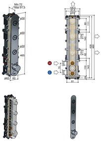 Hotbath Cobber Afbouwdeel thermostaat Verticaal met 3 pushbuttons Geborsteld Koper PVD PB050