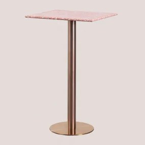 Vierkante hoge bartafel in terrazzo (60x60 cm) Malibu Roze -Dahlia & - Sklum