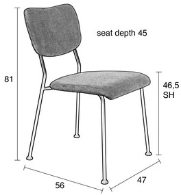 Zuiver Benson Design Eetkamerstoel Okergele Stof